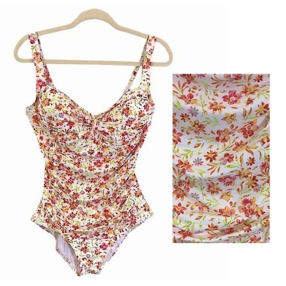 One Piece Swimsuit Size 14 Floral Emerald Bay NWOT - Picture 1 of 13